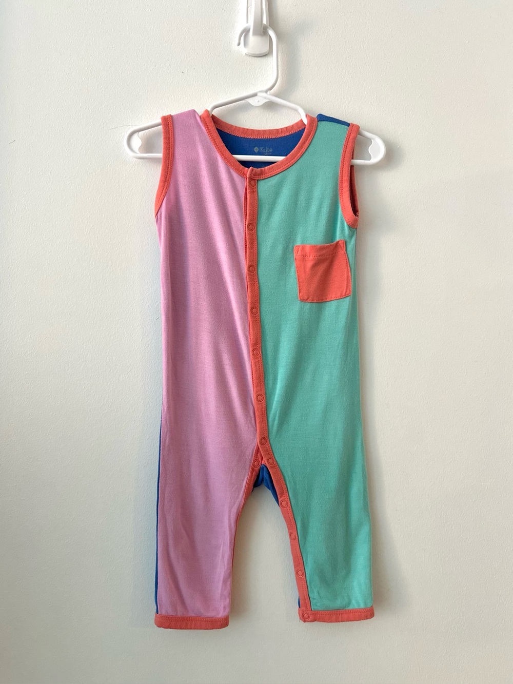 Kyte Baby Sleeveless Bamboo Romper Melon Color Block 12-18M